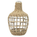 Vase en verre avec tissage en jute pour décoration intérieure - 20 x 20 x 30